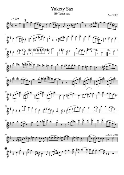 Yakety Sax Sheet music for Saxophone tenor (Solo) | Musescore.com