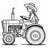 Farmer Girl On Tractor 🚜‍🌾 Coloring Page sketch template