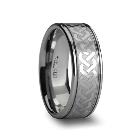 Men's Tungsten Carbide Ring with Celtic Knot Pattern 8mm – Mens Wedding ...