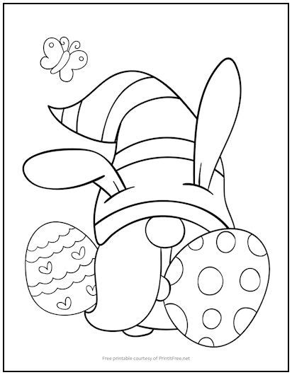 Easter Gnome Coloring Page | Print it Free