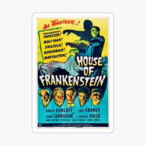 "House of Frankenstein B Horror Film Poster Vintage Movie" Sticker for ...