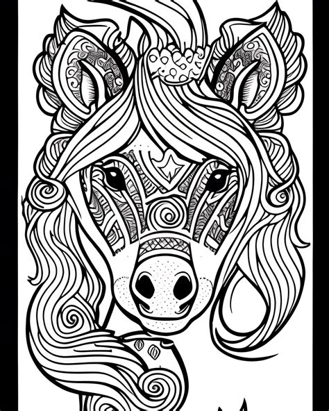 Unicorn Tattoo Coloring Page · Creative Fabrica