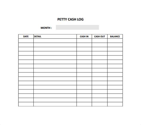 FREE 8+ Sample Petty Cash Log Templates in PDF | MS Word