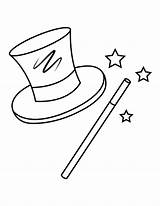 Printable Magician Hat And Wand Coloring Page sketch template