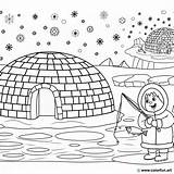 Inuit And igloo coloring Page Download Or Print For Free sketch template