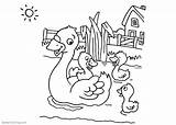 Pond Coloring Pages Four Ducks Swimming  Free Printable sketch template