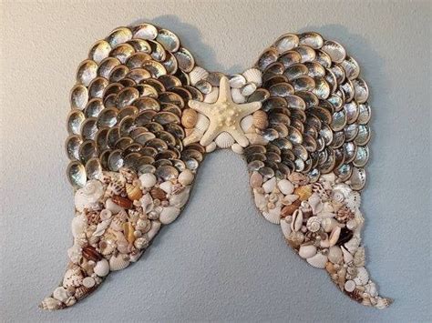 Seashell Angel Wings Abalone & Seashell Angel Wings Coastal Decor Beach Decor Wedding Gift ...