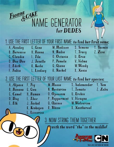 Fionna & Cake Name Generator | Character Name Generators | Know Your Meme