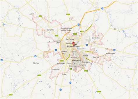 Bloemfontein Map - South Africa