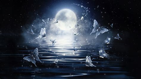 Moon Butterflies Wallpaper 4K