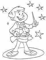 A Young magician Showing magic coloring page  Download Free sketch template