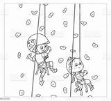 Coloring Book Children Climbs Climbing Wall Stock Illustration  sketch template