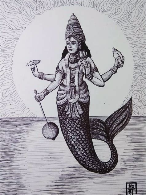 Matsya Avatar of Lord Vishnu | Painting by Noharika Deogade | Exotic India Art