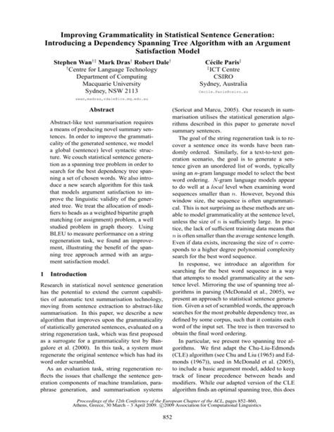 Improving Grammaticality in Statistical Sentence Generation