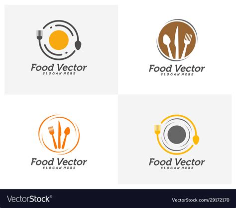 Set creative food logo design restaurant food Vector Image