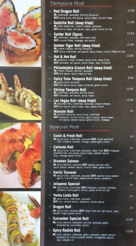 Sushi Fresh Menu | OC Restaurant Guides