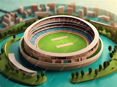 Premium AI Image | Cricket Stadium Top view on cricket pitch