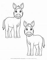 Explore Farm Fun With Two Cute Donkeys Coloring Page For Kids sketch template