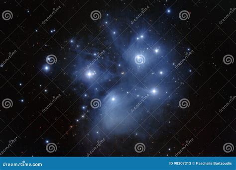 M45 - Pleiades Star Cluster in Taurus Stock Image - Image of celestial, gravity: 98307313