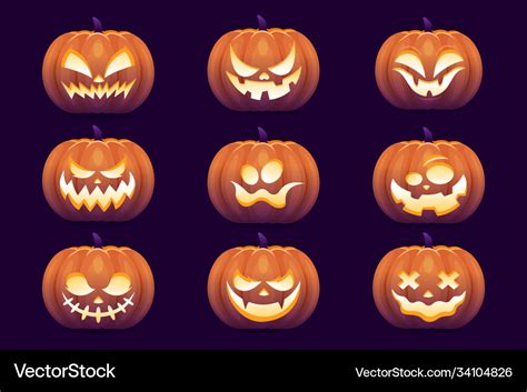 Scary pumpkin face for halloween Royalty Free Vector Image