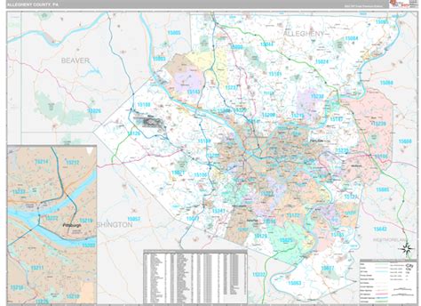 Allegheny County, PA Wall Map Premium Style by MarketMAPS - MapSales