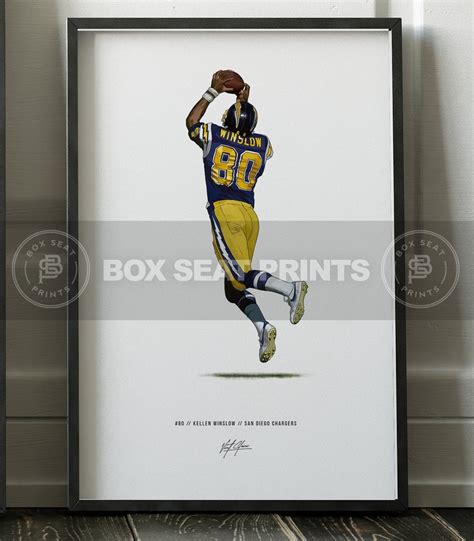 Kellen Winslow San Diego Chargers Football Illustrated Art Poster Print ...