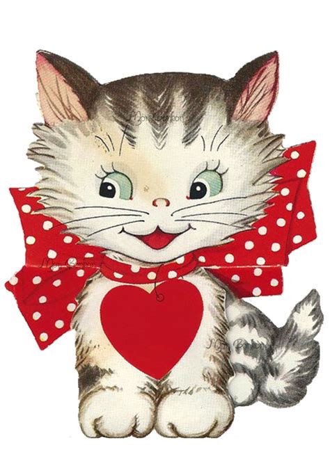 Vintage Retro Valentine Kitty Clip Art Image Transfer .PnG | Etsy in 2021 | Retro valentines ...