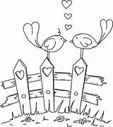 Lovebirds On A fence coloring  Bird Stamp Digital Stamps Embroidery sketch template