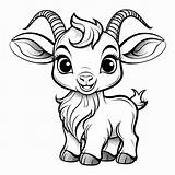 Coloring Page Of A Cute Billy goat Baby Disney Style Low Detailed White  sketch template