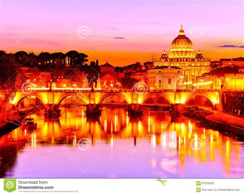 St. Peter`s Basilica at Dusk in Rome Stock Photo - Image of blue, attraction: 87254232