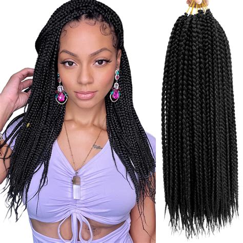 Buy Box Braids Crochet Hair Crochet Box Braids 18 inch 144 strands Crochet Braids Pre looped ...