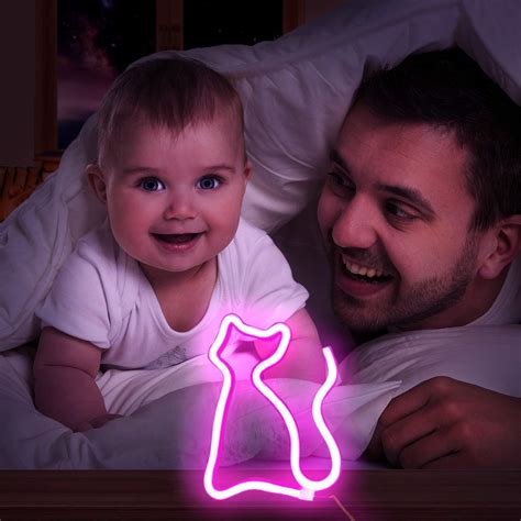 Buy XIYUNTE Cat Neon Sign, Pink Neon Light Signs for Wall Decor, Battery or USB Operated Cat ...