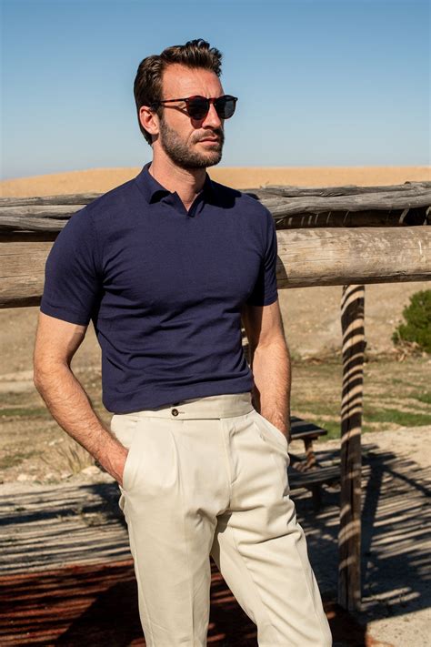 Blue cotton polo - Made in Italy | Moda maschile casual, Moda uomo casual, Moda uomo