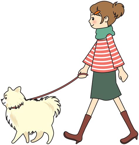 Clipart - Woman walking a dog