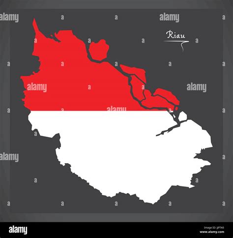 Riau Indonesia map with Indonesian national flag illustration Stock ...