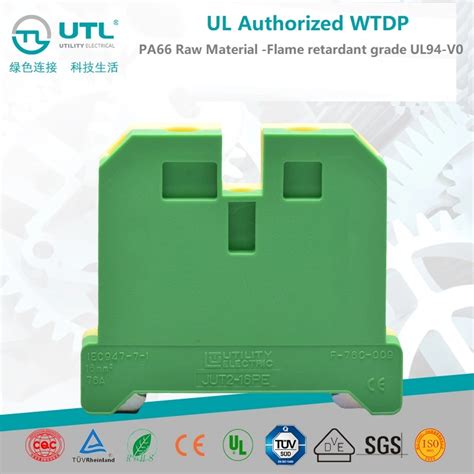 Electrical Ground Wire Connector DIN Rail Mounted Screw Terminal Blocks 16mm - China Panel Mount ...