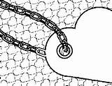 Heart On Chain Coloring Page sketch template