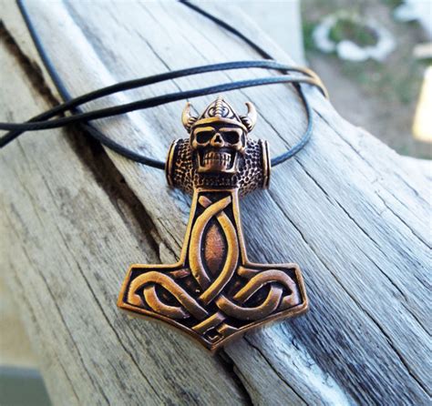 Copper Thor's Hammer Skull Pendant