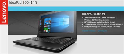Lenovo IdeaPad 300-14ISK 80Q600FJPH 14-in HD Intel Corei7-6500U/4GB/500GB+8GB SSHD/2GB Radeon R5 ...