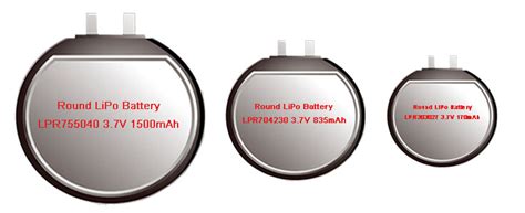 Round Lithium Polymer Battery Diameter 30 mm to 50 mm