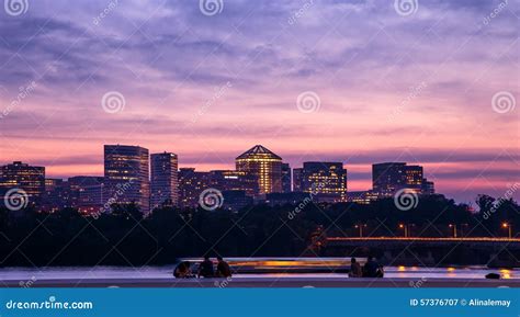 View of Rosslyn and Potomac River at Night Editorial Photography - Image of boat, capital: 57376707
