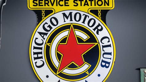 Chicago Motor Club Double-Sided Porcelain Sign at The World’s Largest Road Art Auction 2023 as ...