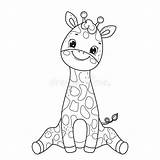Giraffe For Coloring BookLine Art Design Kids Page Stock  sketch template