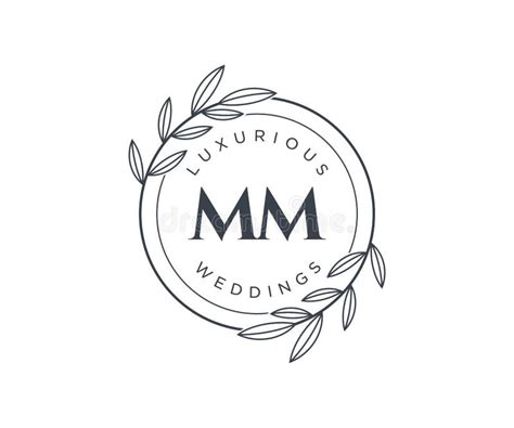 MM Initials Letter Wedding Monogram Logos Template, Hand Drawn Modern Minimalistic and Floral ...