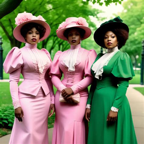 Elegant Black Women in 1908 Park Fashion | MUSE AI