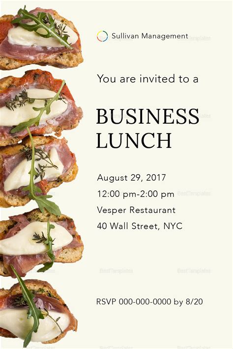 Business Lunch Invitation Design Template in PSD, Word, Publisher, Illustrator, InDesign