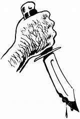 Hand Holding Bloody Knife Drawing Sketch Coloring Page sketch template
