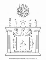 Fireplace Coloring Pages Sketch Page sketch template