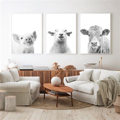 Farm Animal Prints Nursery Wall Art Farmhouse Print Set of 3 | Etsy