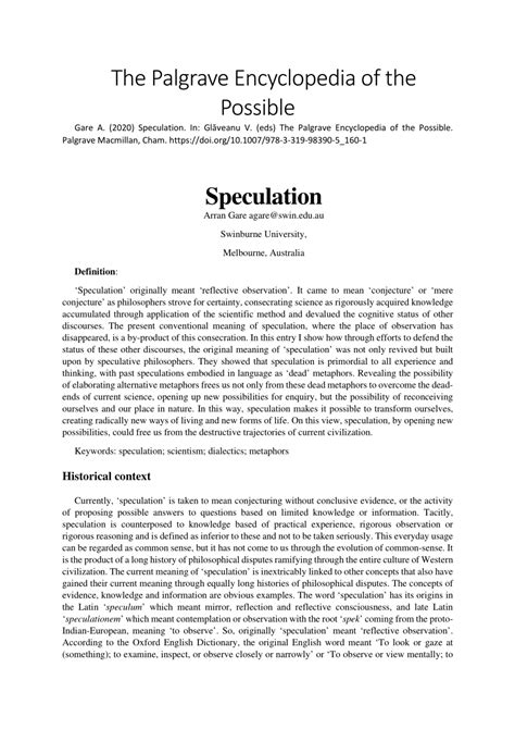 (PDF) Speculation